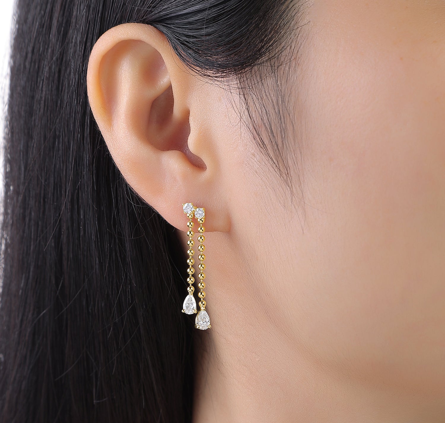 Lab Grown 1.22ctw Beads Ball Drop diamond Earrings E