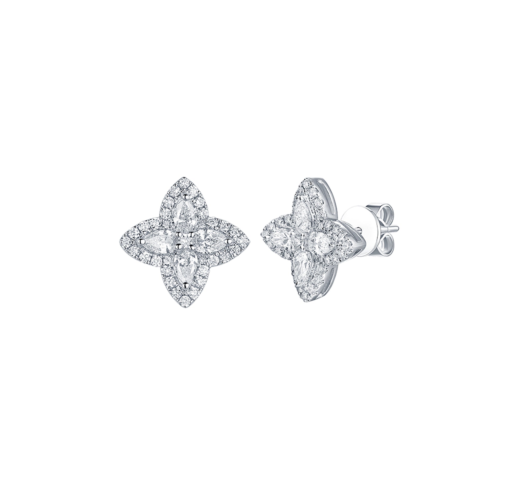 Louis Vuitton Diamond Stud White Gold Earrings
