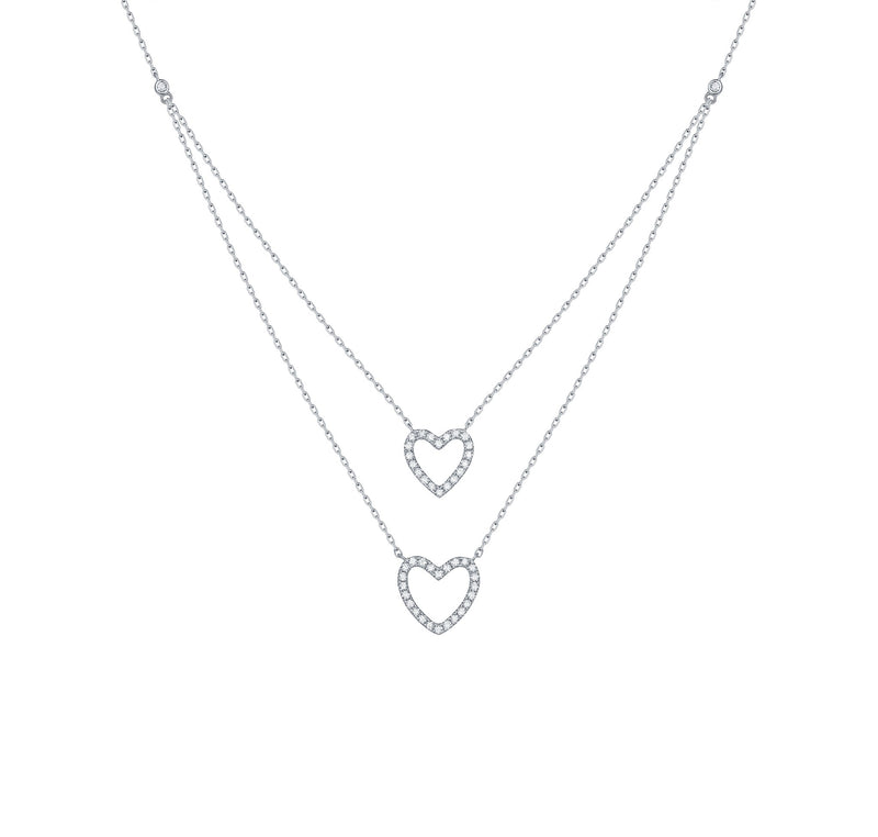 [ReinSein]ACC★PY DOUBLE SMILE NECKLACE Double Layered 0.31ctw Lab Grown Diamonds Hearts Necklace NL