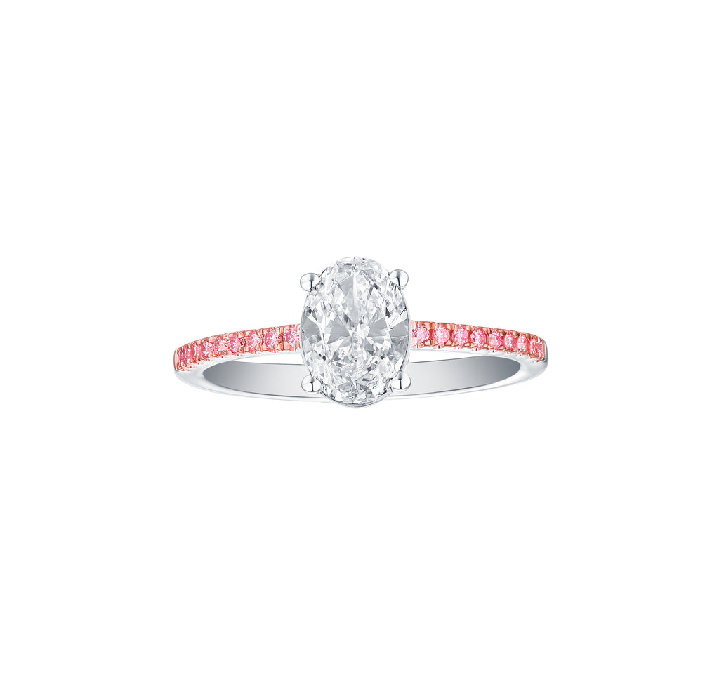 Souffle Pink 1.13ctw Engagement Oval Lab Grown Diamond Ring R-00480WPK ...