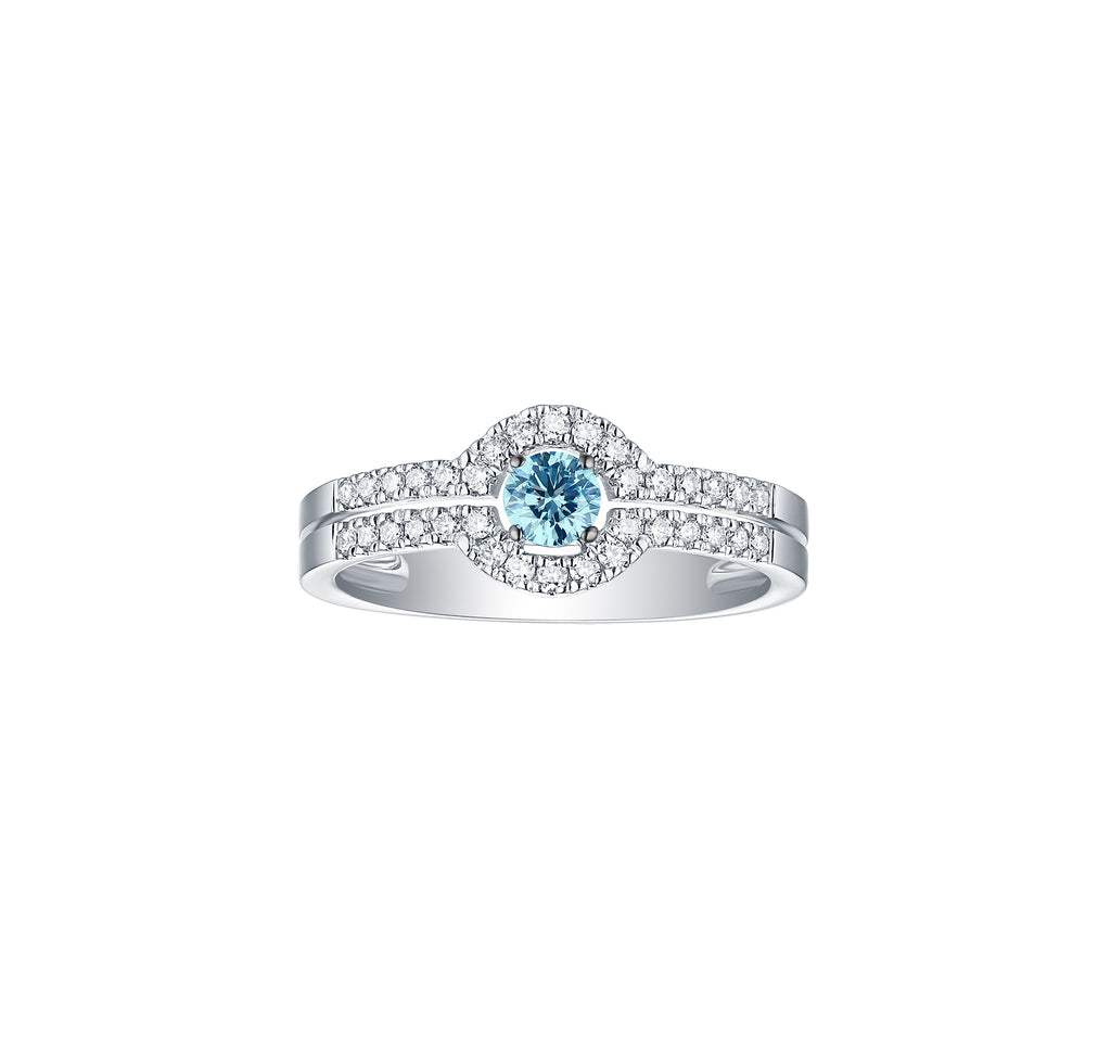 Blush Blue 0.45ctw Halo Lab-grown Diamond Ring | Smiling Rocks