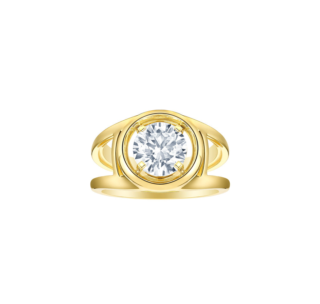Lab Grown 2.05ct Round Solitaire Frame Ring R-02863WHT–Smiling Rocks
