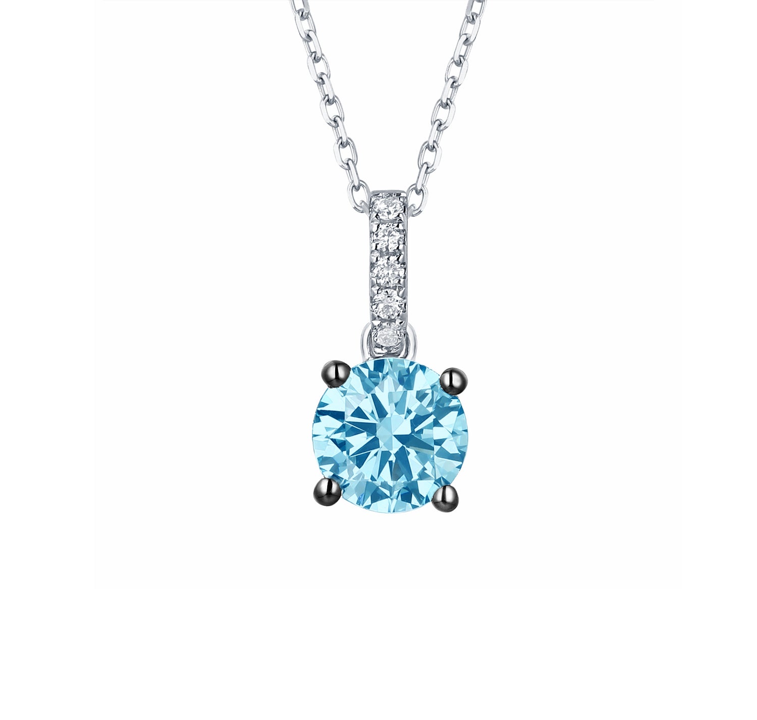 Blue Diamond, Diamond Cocktail Pendant in 小売 Rhodium and Platinum Over  Sterling-1ct 海外 即決