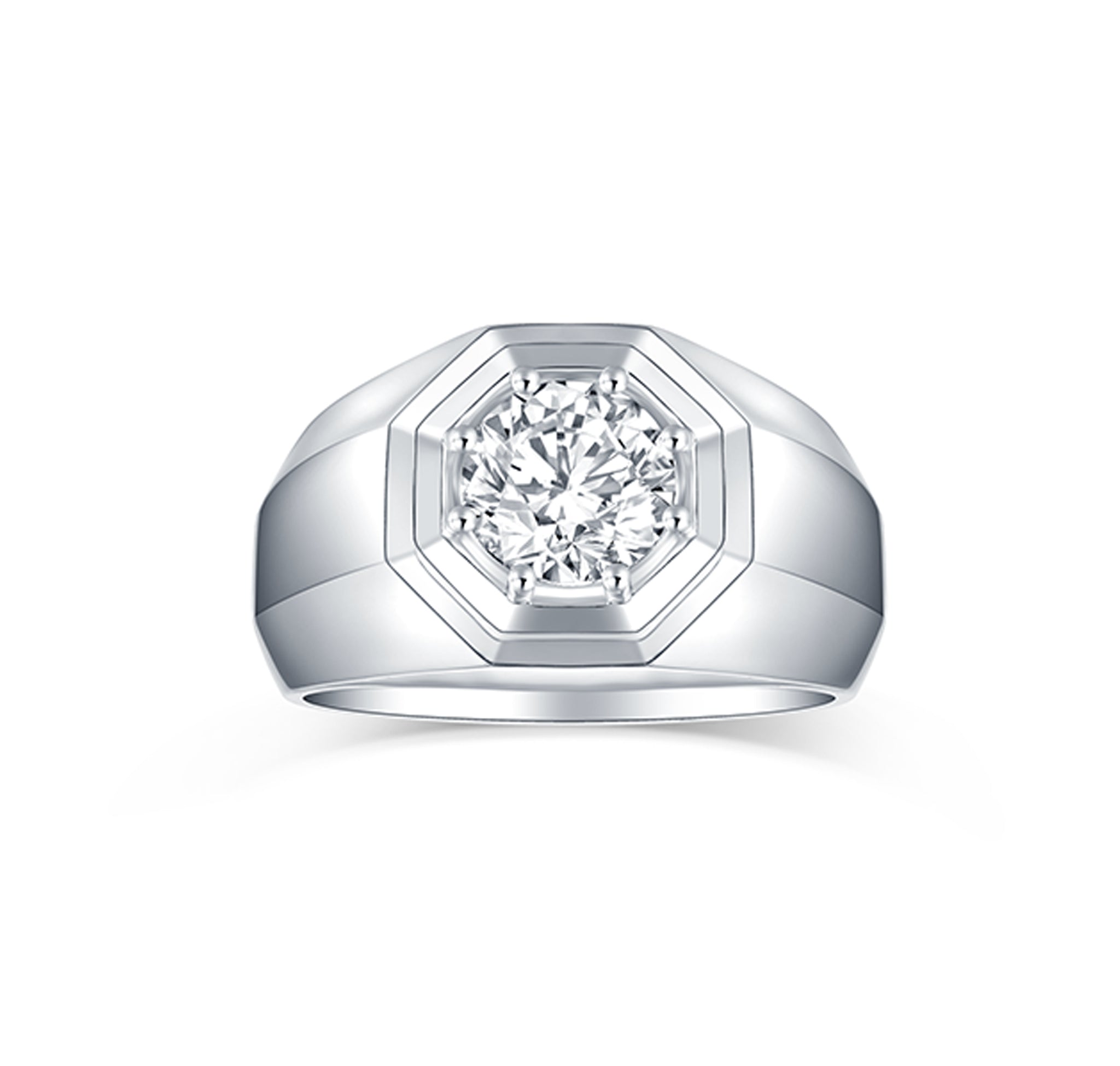 Emerald Cut Diamond Platinum Hi-Polish Ring for Men JL PT 1239 – Jewelove.US