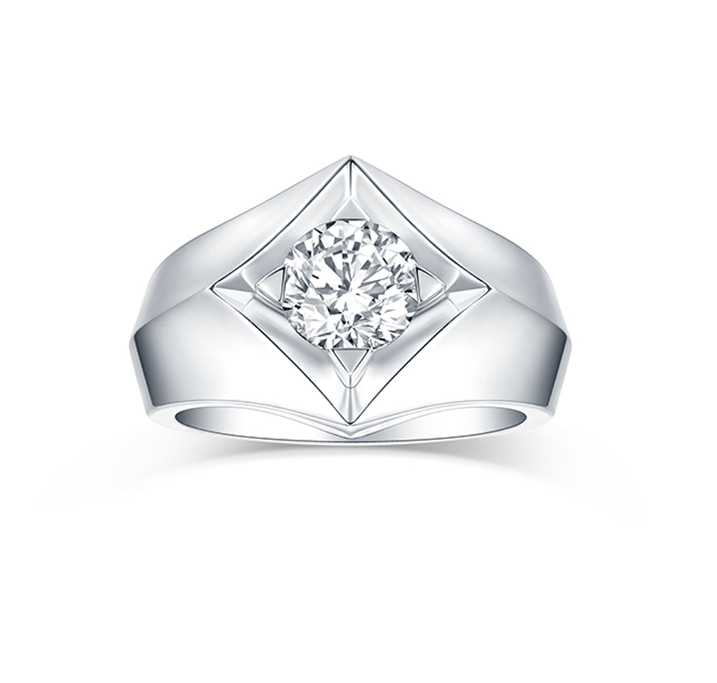 Lab Grown Diamond Sparkle Solitaire Men's Band–Smiling Rocks