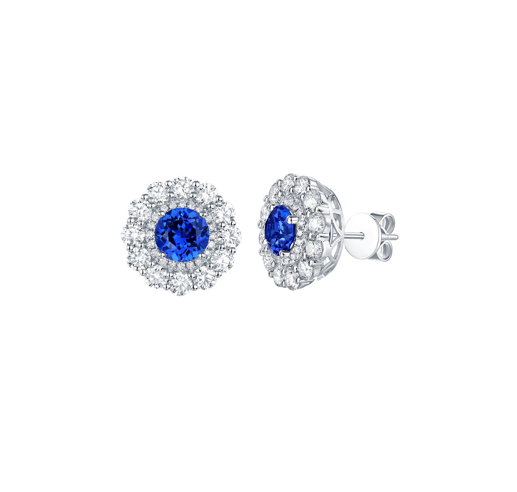 Lab Grown Diamond 4.19ctw Halo Stud Earrings E-01915BSA–Smiling Rocks