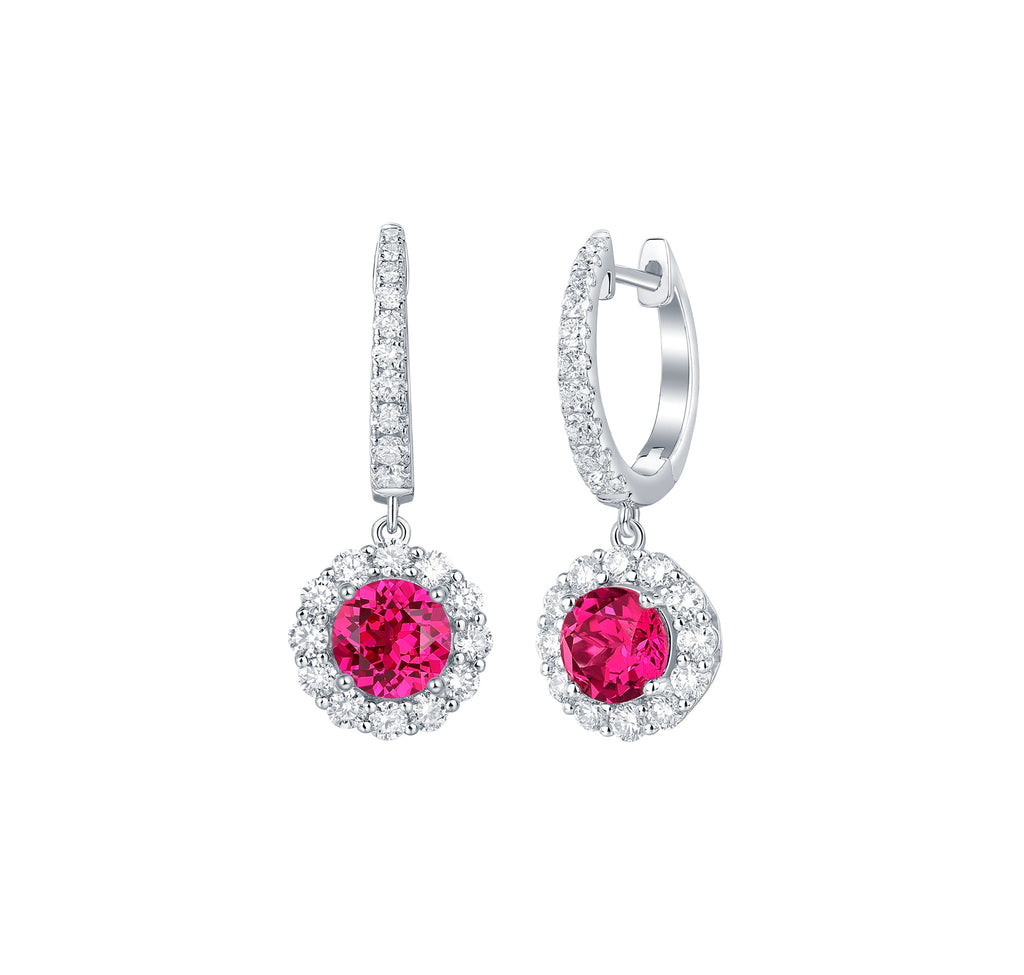 Lab Grown Diamond 3.25ctw Halo Drop Dangle Earrings E-01922RUW–Smiling ...