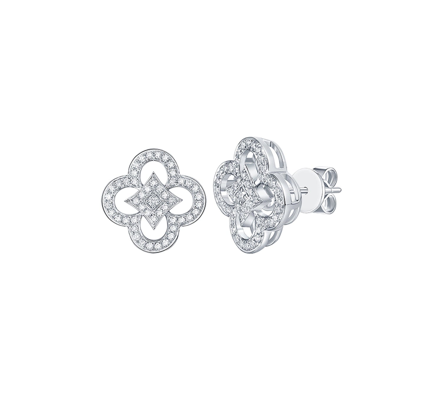 Lab Grown Diamond Pear Floral Stud Earrings - Rose Gold 15.00mm 0.5